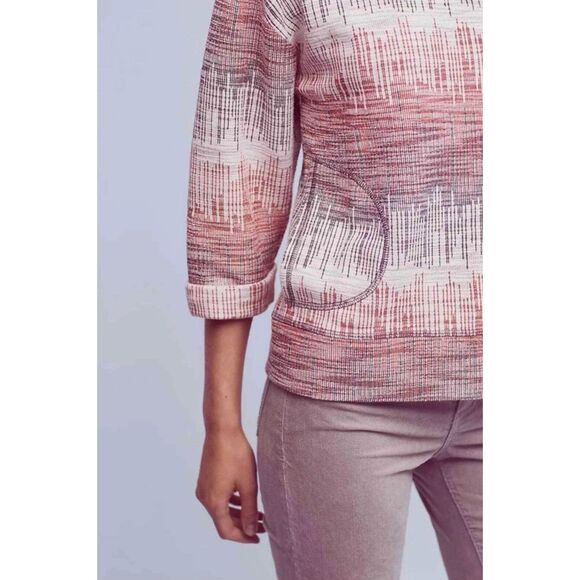 Anthropologie Postmark Woven Red Black White Etched Sunset Cuffed Top Size M - Picture 4 of 8